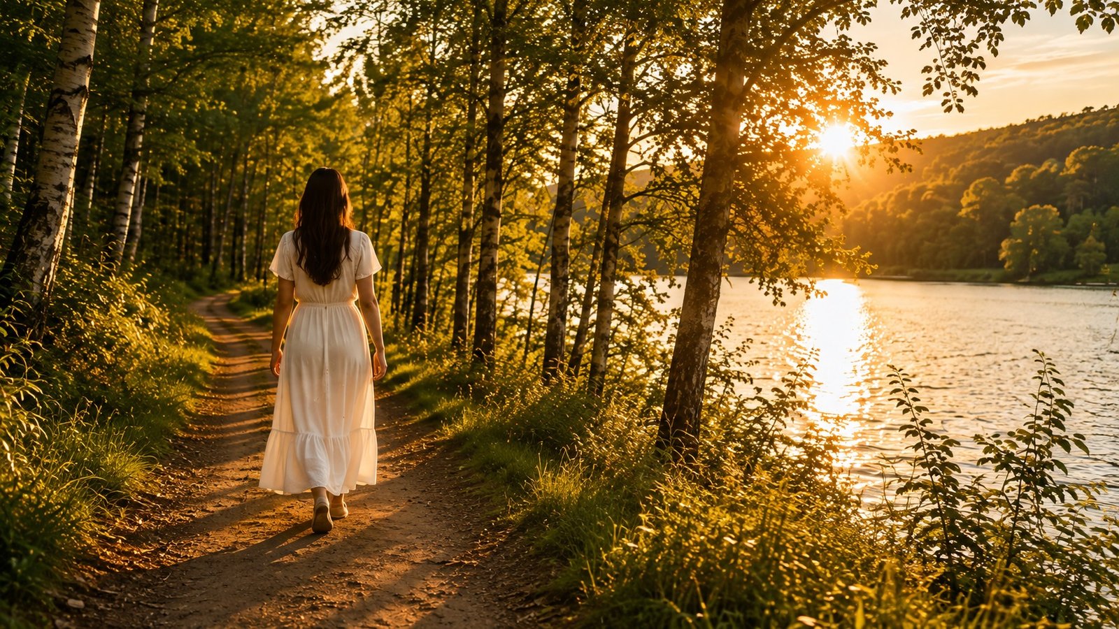 Uma pessoa caminhando em meio à natureza, simbolizando o cuidado com o corpo e a continuidade da jornada
